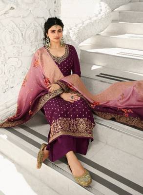Purple embroidered silk salwar 3