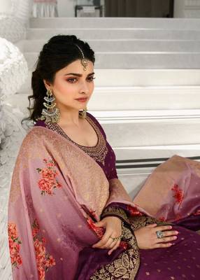 Purple embroidered silk salwar 4
