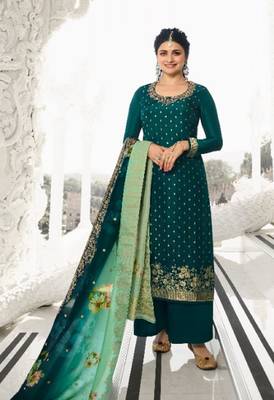 Green embroidered silk salwar 1