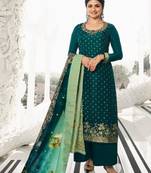 Green embroidered silk salwar