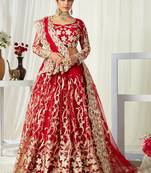 Mesmerizing Red Badla Worked net fabric Lehenga Choli for Bride