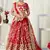 Red embroidered net semi stitched lehenga