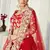 Red embroidered net semi stitched lehenga