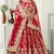 Red embroidered net semi stitched lehenga