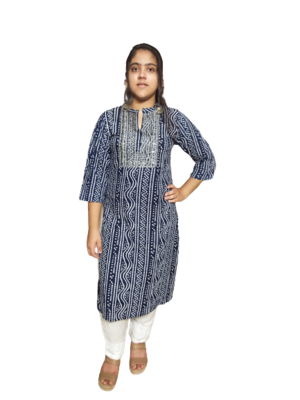 Blue Beautiful Rayon Bandhani Kurti With Beautiful Embroidery& Sitara Work 1