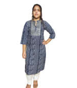 Blue Beautiful Rayon Bandhani Kurti With Beautiful Embroidery& Sitara Work