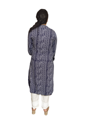 Blue Beautiful Rayon Bandhani Kurti With Beautiful Embroidery& Sitara Work 3