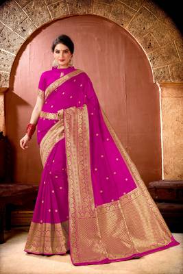 pink woven art silk saree saree with blouse 1