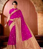 pink woven art silk saree saree with blouse