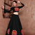 black mirror-work navratri chaniya choli with bell-sleeve blouse garba dress for women