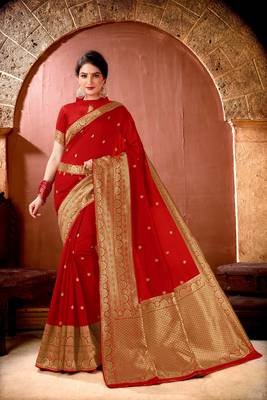 red woven art silk saree saree with blouse 1