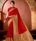 red woven art silk saree saree with blouse
