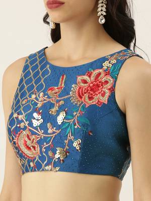 Blue Colour Satin Silk A-line Semi-Stitched Lehenga & Unstitched Blouse With Dupatta 3