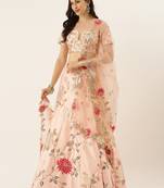 Champagne Colour Satin Silk A-line Semi-Stitched Lehenga & Unstitched Blouse With Dupatta