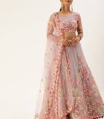 Lavender Colour Net Circular Semi-Stitched Lehenga & Unstitched Blouse With Dupatta