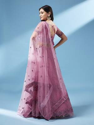 Lavender Coloured Codding Embroidered Semi-Stitched Lehenga & Unstitched Blouse With Dupatta 3