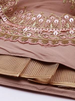 Lavender Embroidered Net Semi-Stitched Lehenga & Unstitched Blouse With Dupatta 4