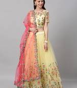 Lemon Colour Net Circular Semi-Stitched Lehenga & Unstitched Blouse With Dupatta