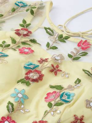 Lemon Colour Net Circular Semi-Stitched Lehenga & Unstitched Blouse With Dupatta 4