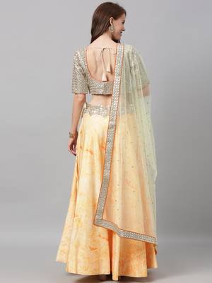 yellow embroidered art silk semi stitched lehenga 2