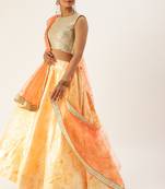 yellow embroidered art silk semi stitched lehenga