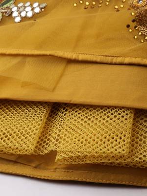 Yellow Colour Net With Sequins and Saroski Stone Work Semi-Stitched Lehenga & Unstitched Blouse With Dupatta 4