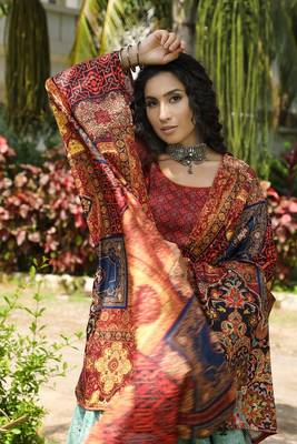 Multicolor printed art silk semi stitched lehenga 3