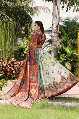 Multicolor printed art silk semi stitched lehenga 4