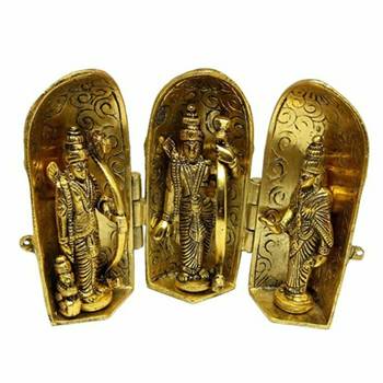 BK Creation Shree Ram Darbar Brass Idol for Home Decor and Pooja - Statue Showpiece Murti (Golden) 2