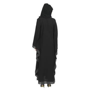Premium Quality Creep/Koshibo fabric beautiful and white check strip on border kaftan style With Hijab(Black) 5