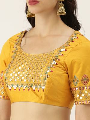 Navy Blue Colour Satin Silk A-line Semi-Stitched Lehenga & Unstitched Blouse With Dupatta 3
