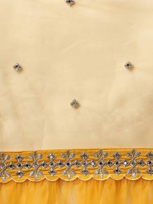 Yellow Bandhani print Silk Semi-Stitched Lehenga & Unstitched Blouse With Dupatta 4