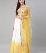 Yellow Georgette Semi-Stitched Lehenga & Unstitched Blouse With Dupatta