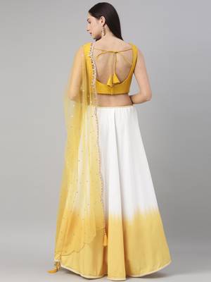 Yellow Georgette Semi-Stitched Lehenga & Unstitched Blouse With Dupatta 2