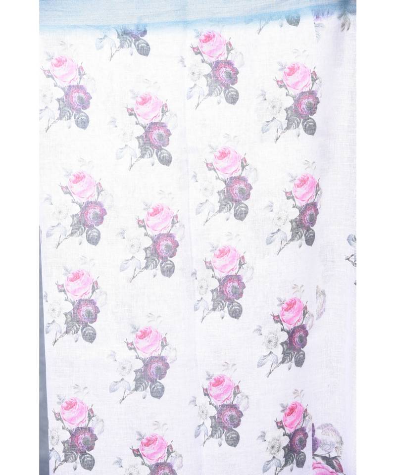 multicolor Handloom Linen digital print sarees