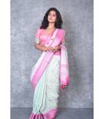 multicolor Handloom Linen digital print sarees