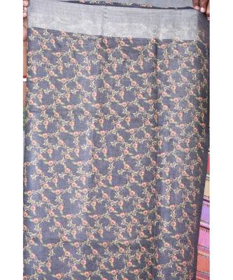 multicolor Handloom Linen digital print sarees 5