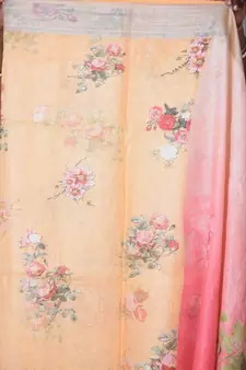 multicolor Handloom Linen digital print sarees