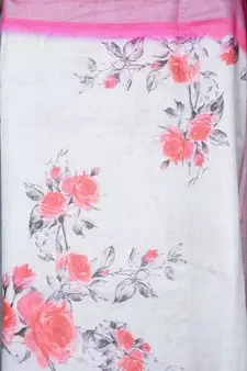 multicolor Handloom Linen digital print sarees