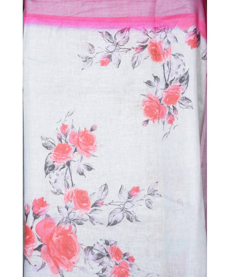 multicolor Handloom Linen digital print sarees