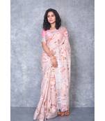 multicolor Handloom Linen digital print sarees
