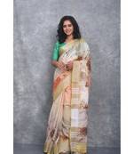 multicolor Handloom Linen digital print sarees
