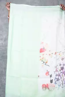 multicolor Handloom Linen digital print sarees