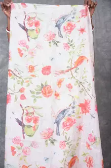 multicolor Handloom Linen digital print sarees