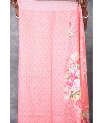 multicolor Handloom Linen digital print sarees 5