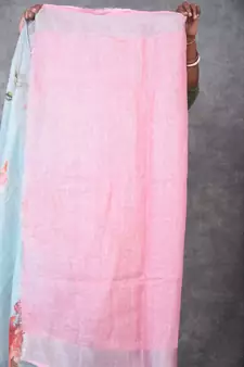 multicolor Handloom Linen digital print sarees