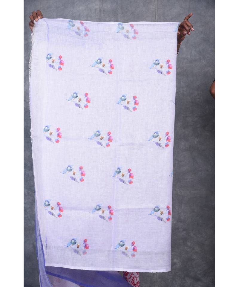 multicolor Handloom Linen digital print sarees