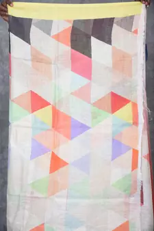 multicolor Handloom Linen digital print sarees