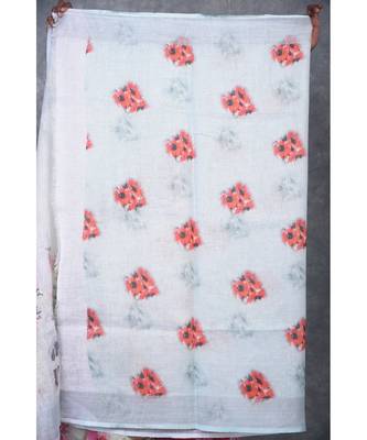 multicolor Handloom Linen digital print sarees 5