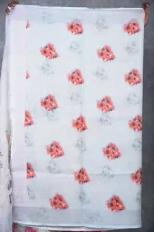 multicolor Handloom Linen digital print sarees